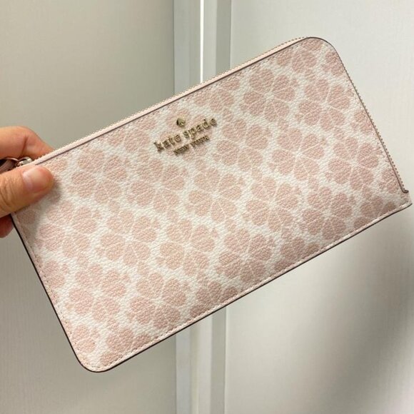 Kate Spade Flower Medium Zip Wristlet in Rose + Convertible Wristlet in Beige - Picture 2 of 10